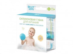 Губка для купания, Roxy-Kids (Рокси-Кидс) арт. RSB-001 Подсолнух 0+ силиконовая голубая (бирюзовая)