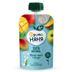 Пюре Фрутоняня яблоко манго с йогуртом 6+ мес 90 г
