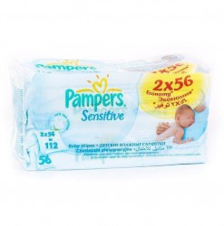 Салфетки влажные детские, Pampers (Памперс) 112 шт сенситив сменный блок