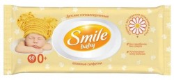 Салфетки влажные детские, Smile Baby (Смайл) 60 шт Бэби фитолиния ромашка и алоэ с клапаном